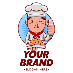 Cute Baker Cartoon Mascot Logo