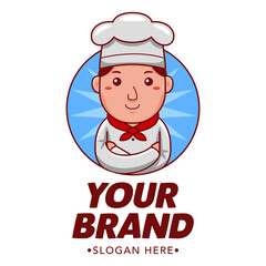 Cute Baker Cartoon Mascot Logo