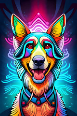 psychedelic dog generative ai