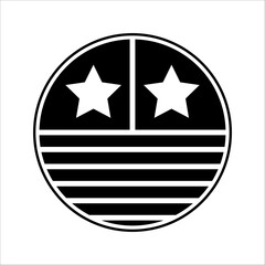 4th of July party star icon in collection with other item, on white background.