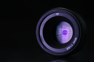 close-up photo lens with lens flare and aperture
