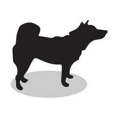 Ainu Dog silhouettes and icons. Black flat color simple elegant ainu dog animal vector and illustration.