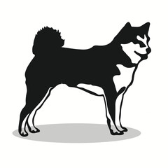Ainu Dog silhouettes and icons. Black flat color simple elegant ainu dog animal vector and illustration.