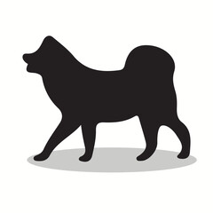 Ainu Dog silhouettes and icons. Black flat color simple elegant ainu dog animal vector and illustration.