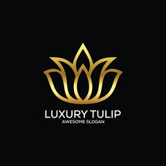 luxury tulip logo design line art