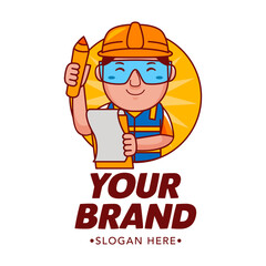 Cute Engineer Cartoon Mascot Logo
