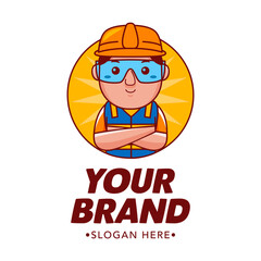 Cute Engineer Cartoon Mascot Logo