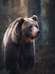 Obraz premium bear portrait in the forest generatieve ai