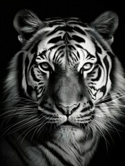 Tiger black and white fine art portrait generatieve ai