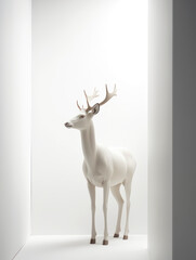 Beautiful minimalistic very light animal deer portrait generatieve ai