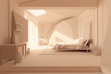 Interior of a room with Minimalistic abstract gentle light beige background, generative AI