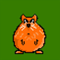 Cute pixel hamster,  8-bit home mouse. Animal for indie video game assets in vector illustration.
