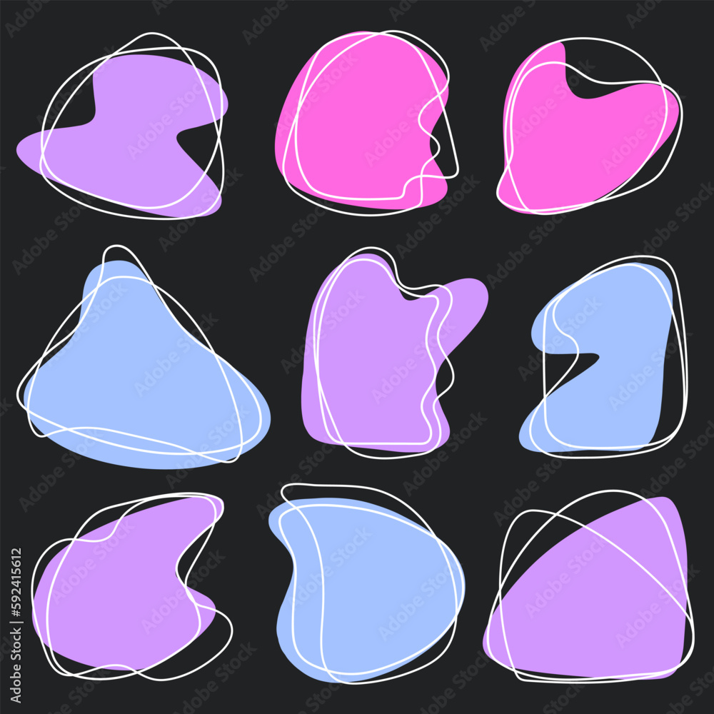 Aufkleber set of organic abstract vector shapes in boho style. collection of abstract modern shapes and liquid