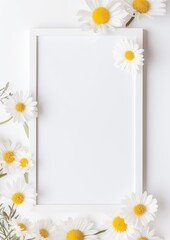 Obraz premium wedding, birthday mock-up scene. Blank paper greeting card. Floral frame. Gen AI