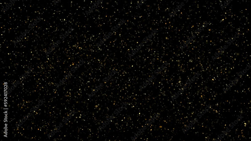 Poster gold confetti flying down in slow motion loop animation.