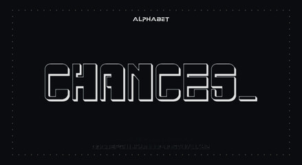 chances Abstract Fashion Best font alphabet. Minimal modern urban fonts for logo, brand, fashion, Heading etc. Typography typeface uppercase lowercase and number. vector illustration full Premium look