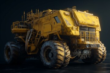 Big yellow mining truck. Generative AI
