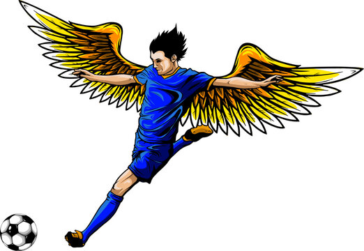 recommend clip art: kick the ball soccer vector illustration. digital hand draw design