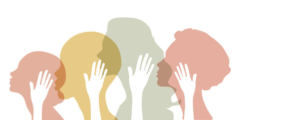 Women silhouette head isolated. Women's history month banner.