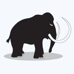 Woolly Mammoth silhouettes and icons. Black flat color simple elegant woolly mammoth animal vector and illustration.