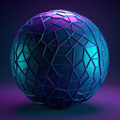3d sphere with violet and blue lights