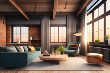 Fototapeta na wymiar modern living room interior generated Ai