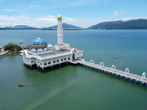 Beautiful panorama of blue sea and sky at Pulau Pangkor, Malaysia