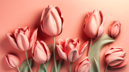 Traditional pink tulips wallpaper