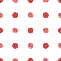 Red dots and scribble dots seamless pattern