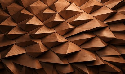  a close up of a wooden wall with many different shapes and sizes of wooden planks on the wall and in the center of the wall.  generative ai