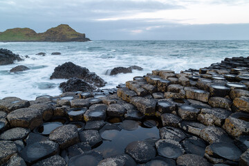 Fototapeta na wymiar Giant's Causeway rock formation on the Antrim coast of Northern Ireland. UNESCO World heritage site