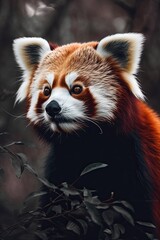 Obraz premium Cute Red Panda Enjoying Nature in the Wild Bamboo Forest, Generative AI