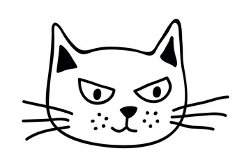 Hand drawn cat muzzle clipart. Cute pet face doodle