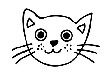 Hand drawn cat muzzle clipart. Cute pet face doodle