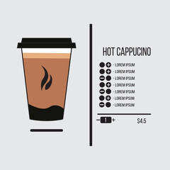 illustration of a cup coffee, Coffee UI Design Vector Template, Vector illustration coffee, Vector illustration concept, hot cappuccino illustration, hot espresso illustration