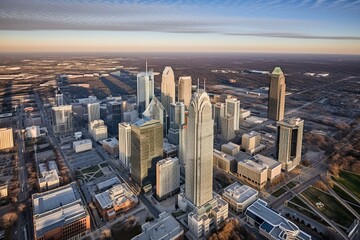 Fototapeta na wymiar Charlotte, North Carolina, USA Skyline Aerial. Generative AI