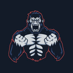 Angry Gorilla Mascot Cartoon Vector Illustration