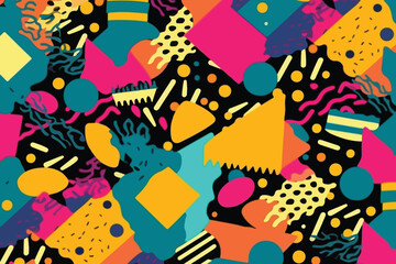 Colorful vibrant memphis seamless pattern. Fashion design 80-90s. Bright stylish texture.