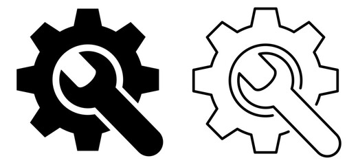 Simple wrench and gear icon. Vector illustration