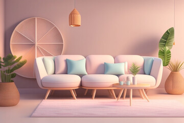 modern living room with sofa generated Ai 