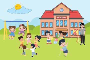 Obraz na płótnie Canvas children playing on the playground