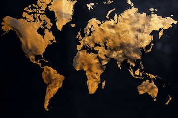 art moderna preta com dourada do mapa do mundo 
