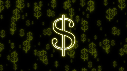 Dollar led neon oultine icon background image wallpaper yellow business investment trading