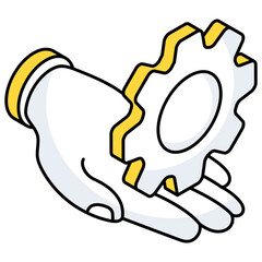 Gear on hand, icon of support 