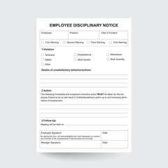 Employee Disciplinary Notice,Employee Write Up,Employee Warning Notice,Business Tool,Disciplinary Notice,Editable Word HR Form,Employee warning From