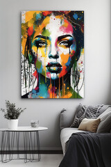 pintura de arte nórdica de mulheres coloridas
