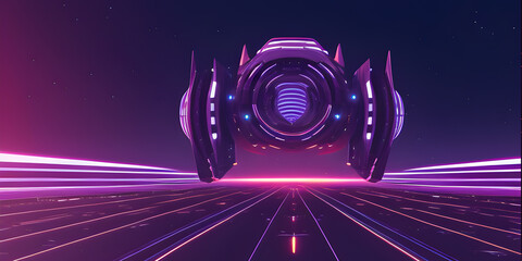 Futuristic spaceship abstract light background. Generative AI
