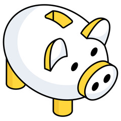 Penny showcasing piggy bank savings icon