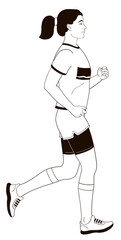 women jogging on summer time , summer sportswear black and white illustration 