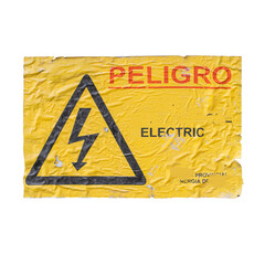 señal de peligro electricidad en español - obrazy, fototapety, plakaty